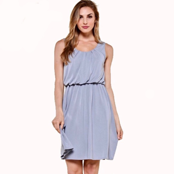 "Bella" Cupro Modal Dress in Dusty Blue - Picture 2 of 5
